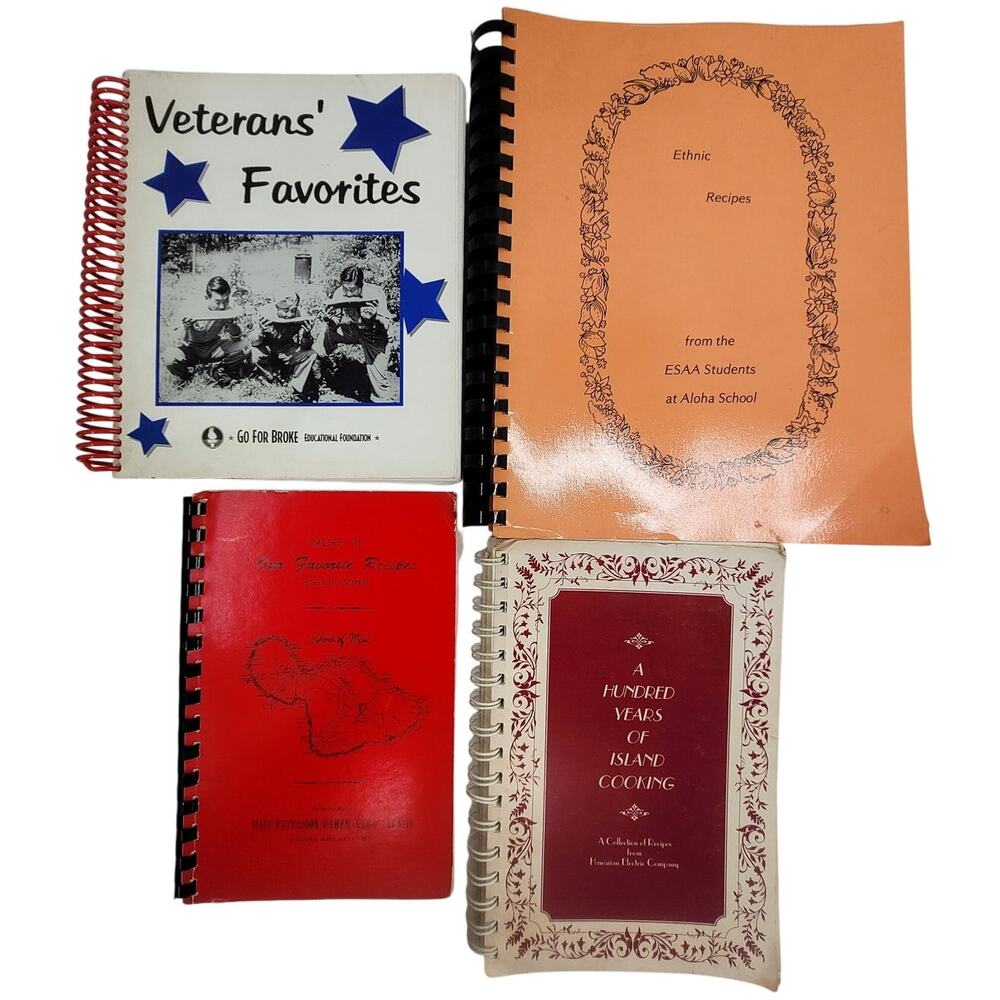 Vintage Hawaiian Spiral Bound Recipe Cookbooks Set of 4‎